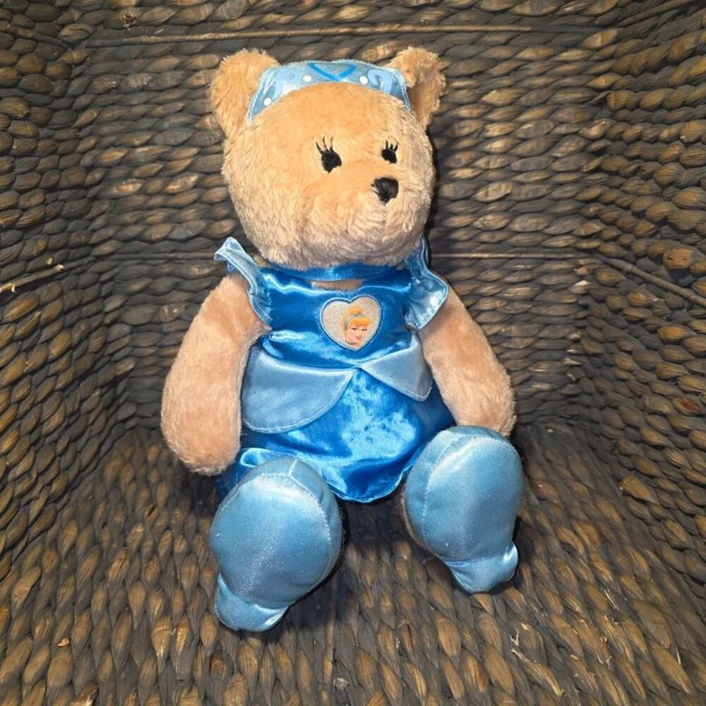 Disney Cinderella Teddy Bear Plush Blue Princess Dress Stuffed Animal
